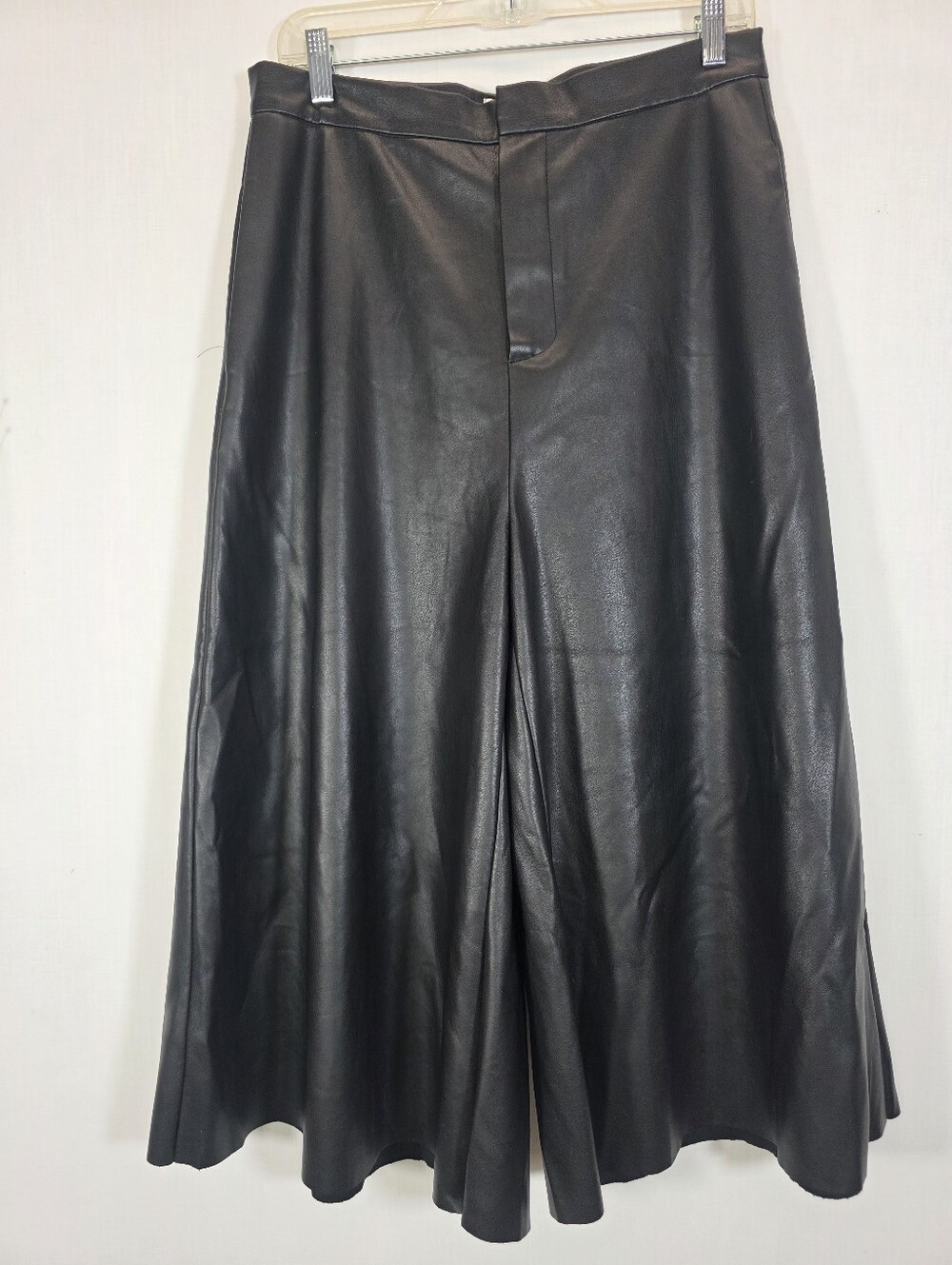 KATE by LALTRAMODA Faux Leather Wide Leg Culottes Black High Rise It 46 US 10